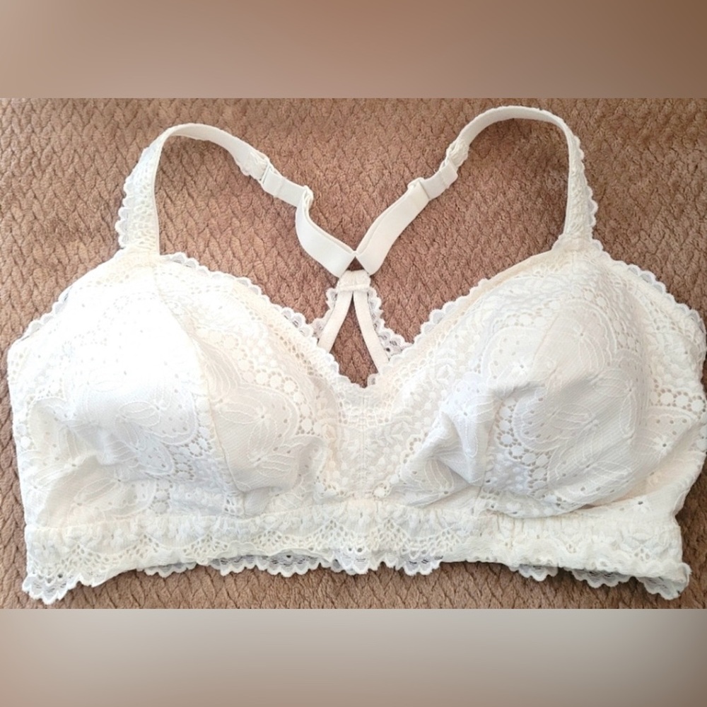 AUDEN 🍼 ELEGANT COMFY WIRELESS CREAM LACE MATERNITY NURSING BRA BRALETTE Size 2X